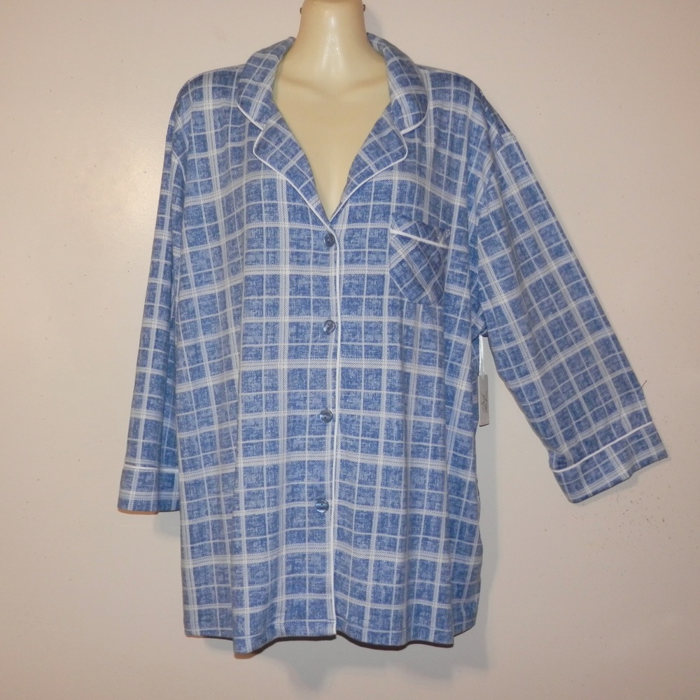 Pj's Soft Sensations 2X Plaid Pajama Top E523